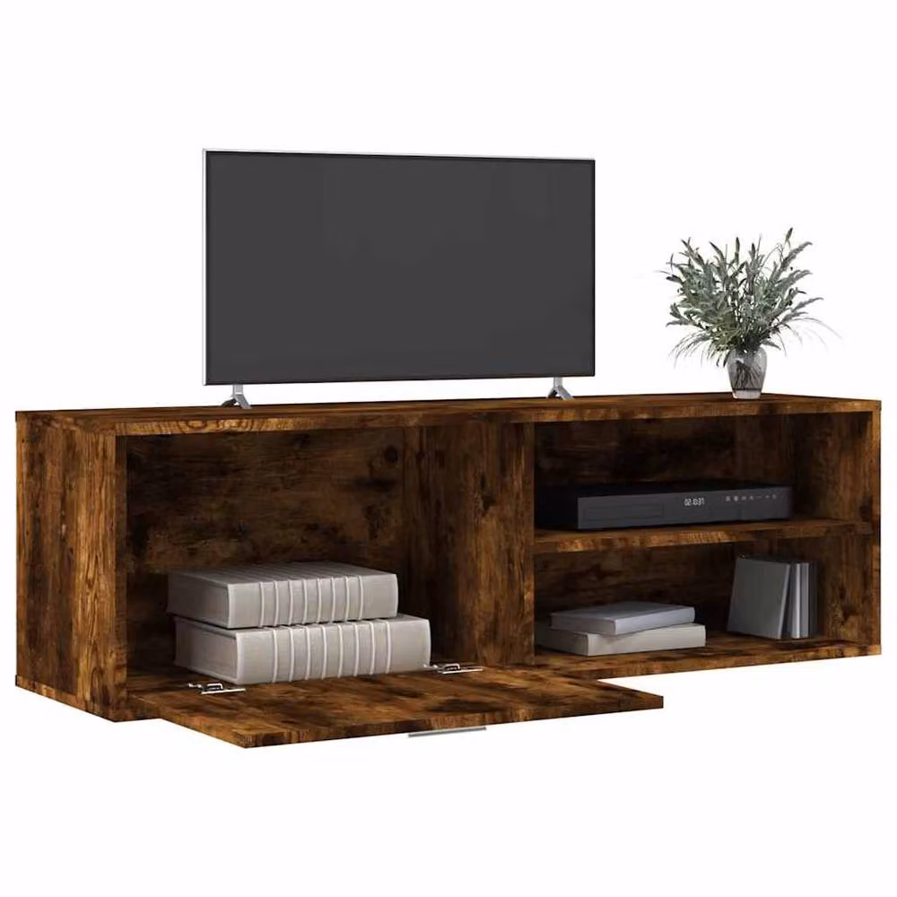 Berkfield Home Smoked Oak TV Cabinet in Brown, W/D/H: 120 x 34 x 37 cm – 3