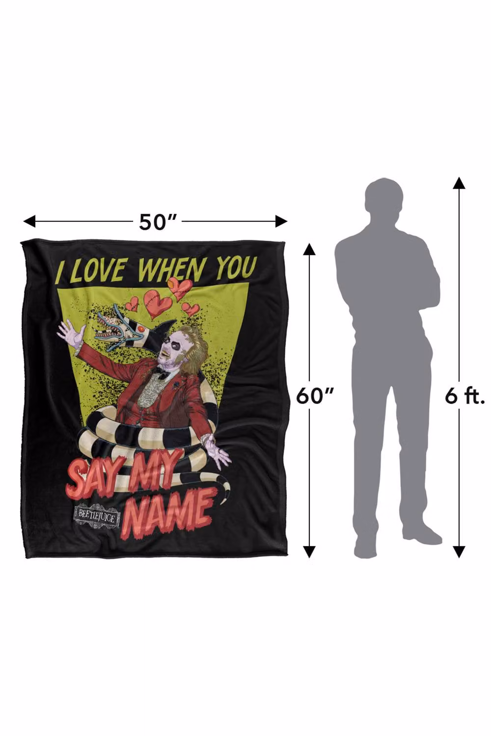 Warner Bros. Beetlejuice Same My Name Super Soft Silky Touch Fleece Throw Blanket, Multicolour, W: 91.44 cm x D: 147 cm – 7