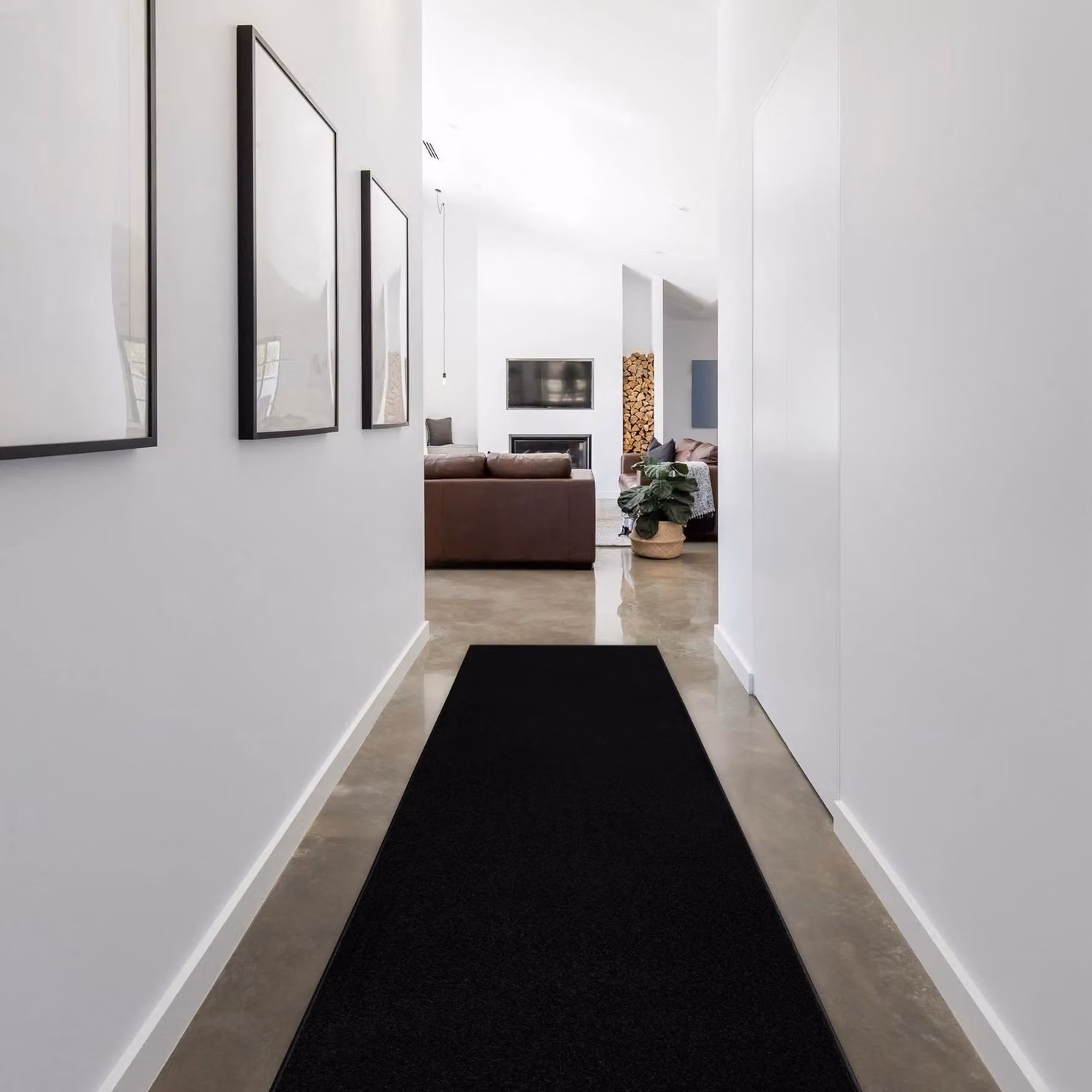 RugsX Karmel Plain Black Rectangular Runner, W: 100 cm, L: 230 cm – 3