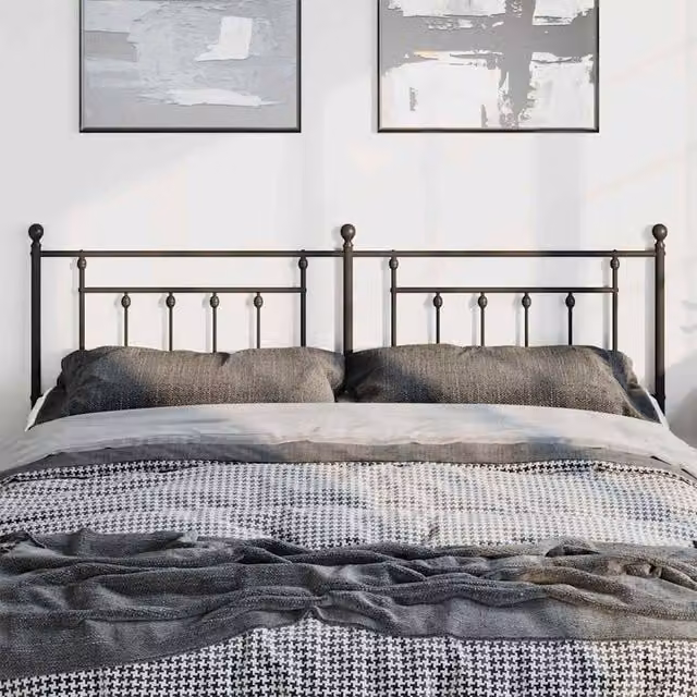 Berkfield Home Metal Headboard in Black – 1