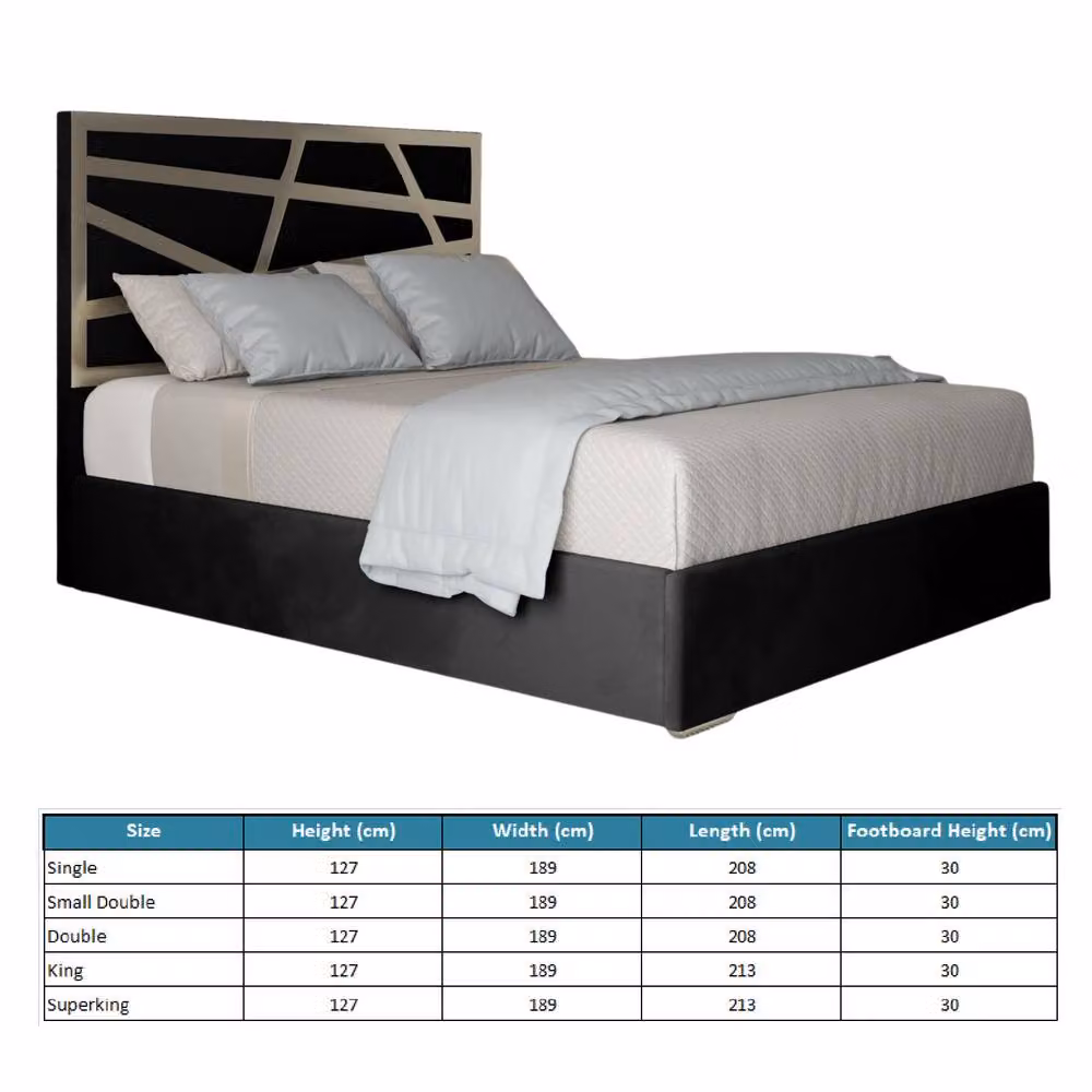 Casani Elveden Upholstered Velvet Designer Bed Frame with Metal Accents, W/D/H: 200 x 189 x 127 cm – 5