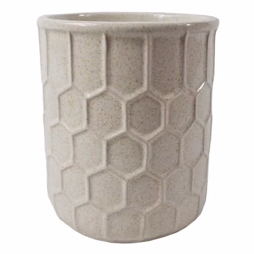 Leaf White Honeycomb Ceramic Tabletop Planter, W/D/H: 14 x 14 x 16 cm – 1
