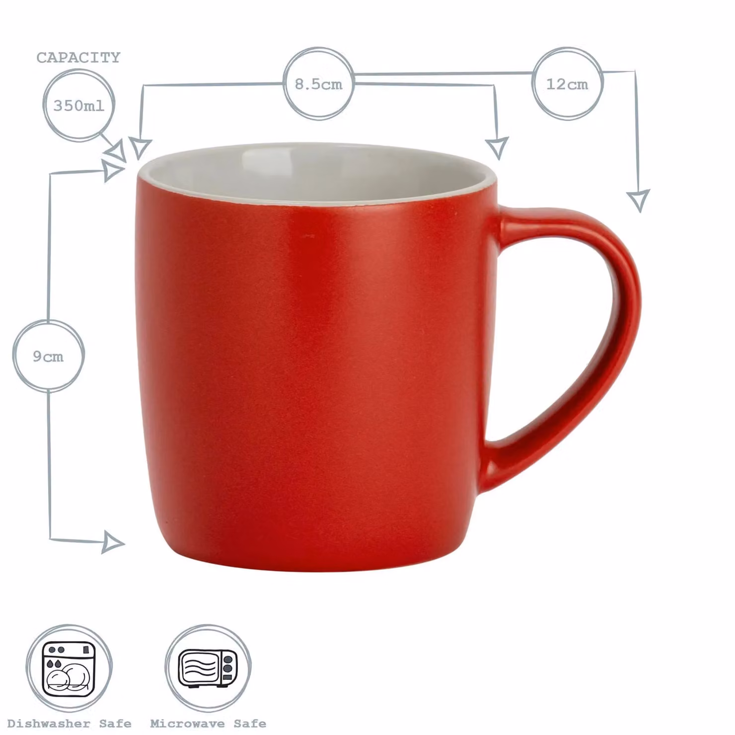 Argon Tableware Matte Red Stoneware Coffee Mug, 350ml – 2