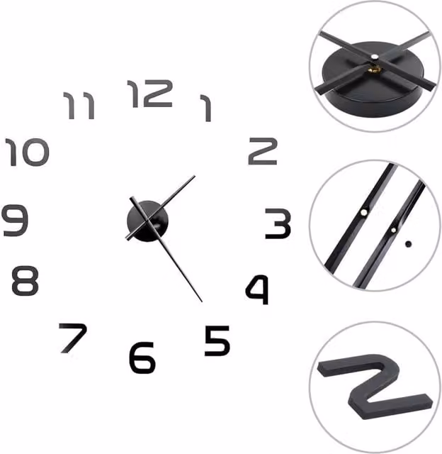 Berkfield Home Modern Geometric 3D Analog Wall Clock, Black, 100 cm – 1