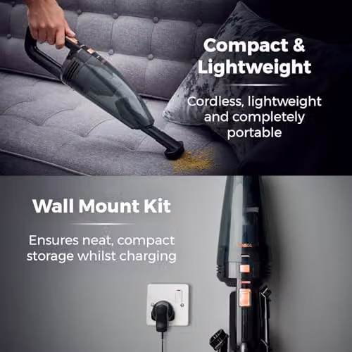 Tower RHH77 Cordless Handheld Vacuum Cleaner with Rechargeable Battery in Gold or Black – 5