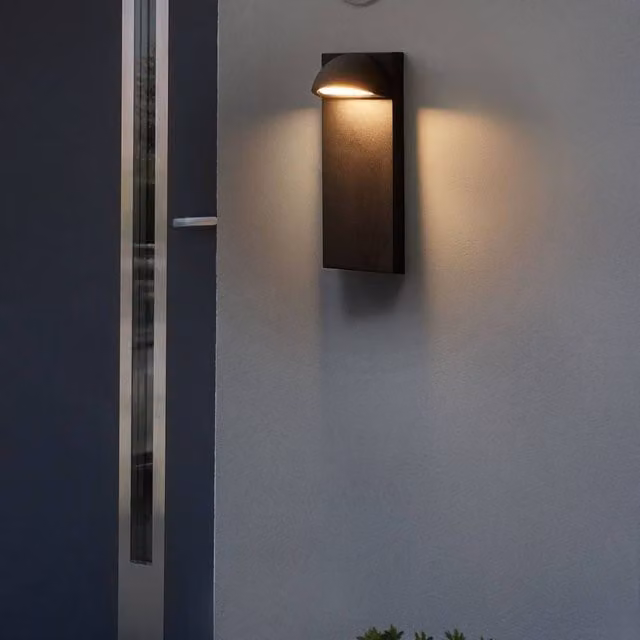 Wyld and Coco Modern LED Outdoor Wall Light in Matte Black with Transparent Glass, IP44 Rated, H 28.0 x W 12.0 x D 12.0 cm – 1