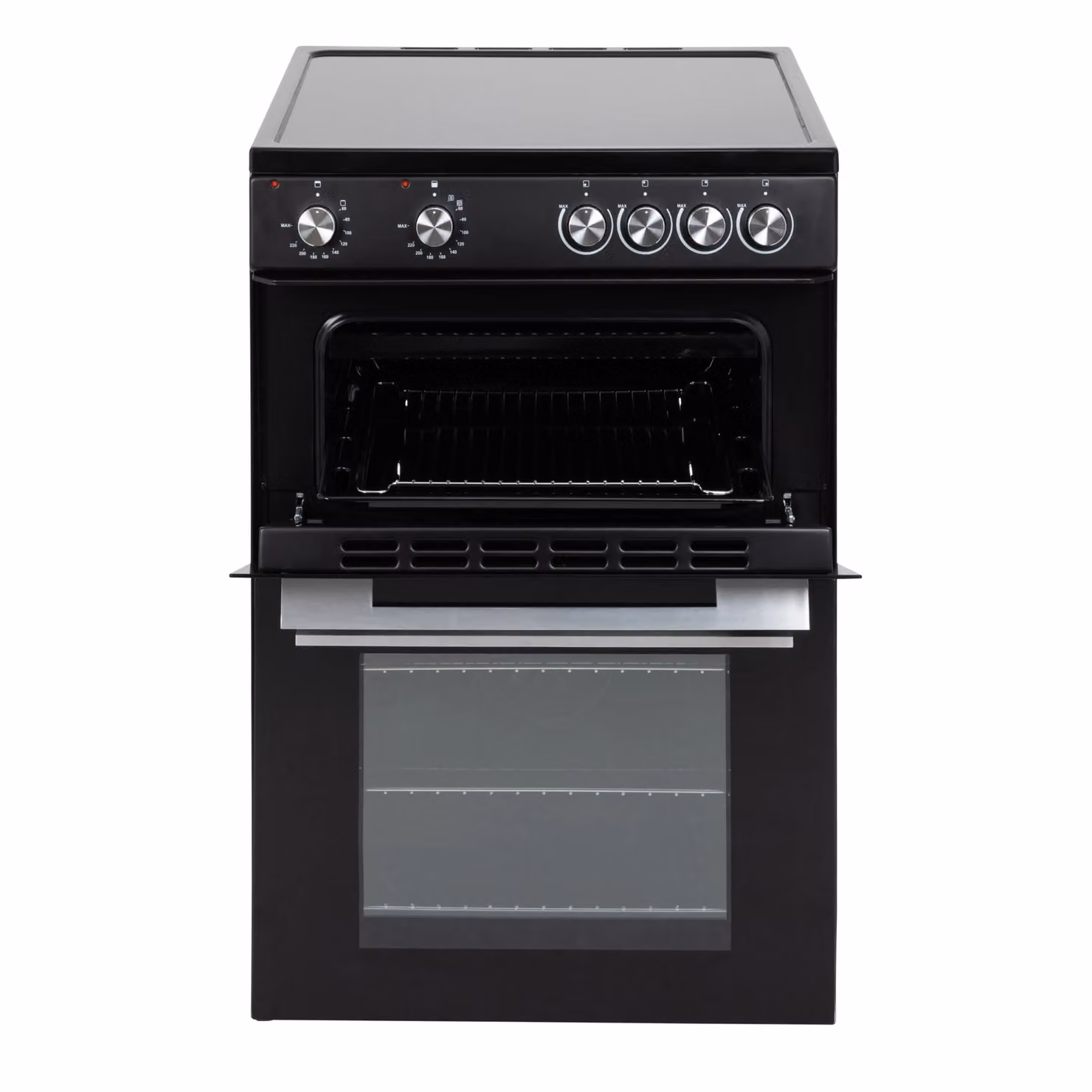 Willow WT60CCB Freestanding Electric Twin Cavity Cooker with Ceramic Hob, Black and Silver – 4