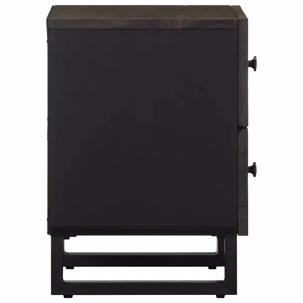 Berkfield Home Set of 2 Black Mango Wood Bedside Cabinets, W: 40 cm, D: 33 cm, H: 46 cm – 4