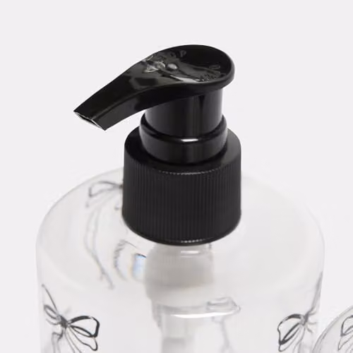 OHS 3 Pack Bow Print Refillable Plastic Shampoo and Conditioner Pump Dispensers in Clear and Black – 3