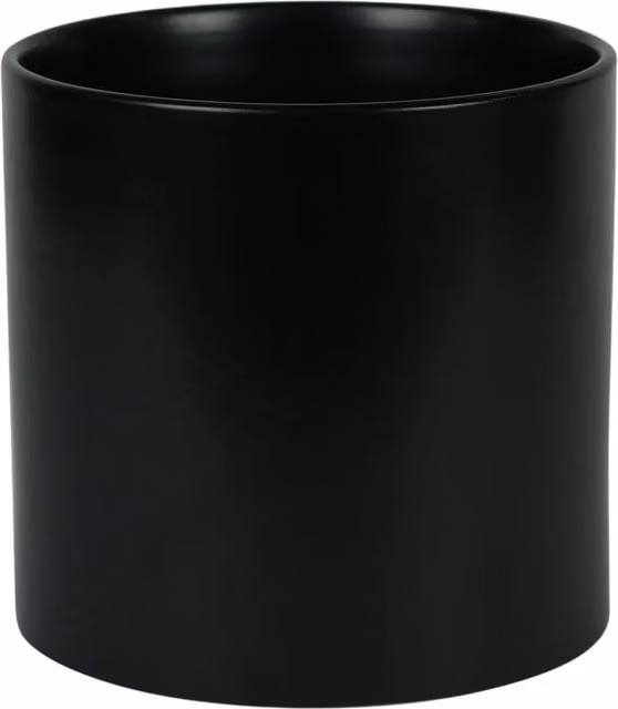 Kingsbury Gifts Modern Round Black Ceramic Tabletop Plant Pot, H: 17 cm, W: 17.5 cm, D: 17 cm