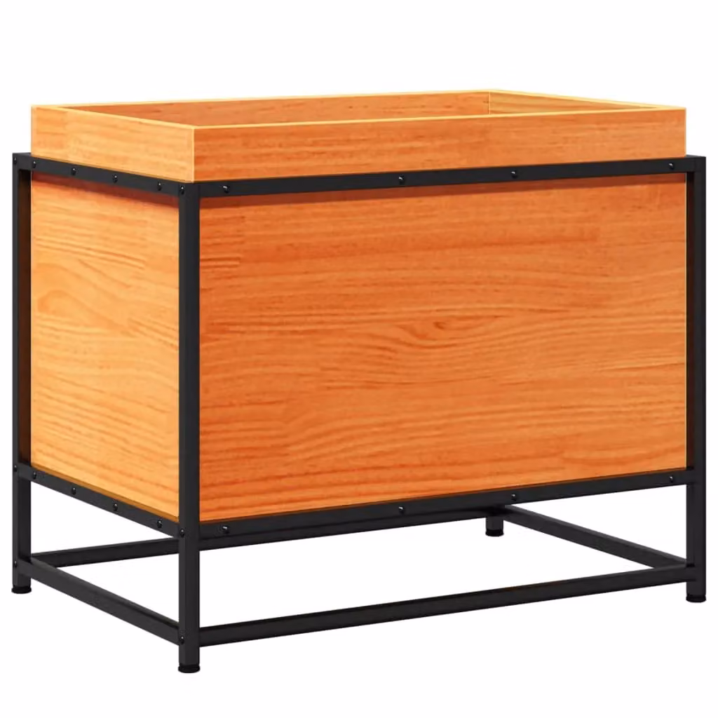 Berkfield Home Waxed Brown Pine and Steel Garden Planter, W/D/H: 60 x 40 x 50 cm – 2