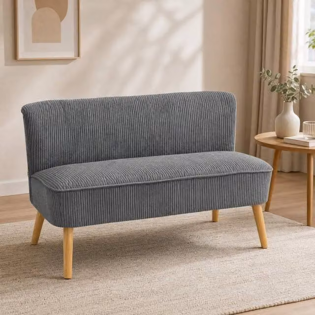 STILVORA 2-Seater Modern Upholstered Sofa in Grey, Width: 117 cm