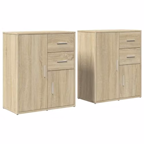 vidaXL Set of 2 Modern Sideboards in Brown Sonoma Oak, W/D/H: 60 x 31 x 70 cm