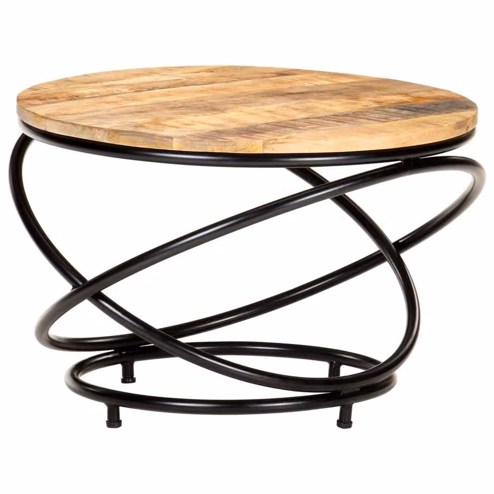 Berkfield Home Black Solid Rough Mango Wood Coffee Table W/D/H: 60 x 60 x 40 cm – 5