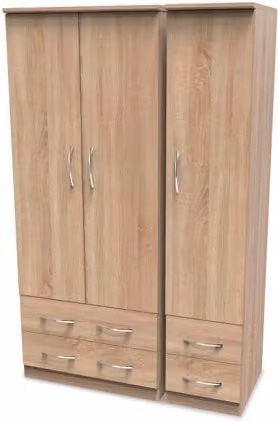 Avon Modern Brown 3 Door 4 Drawer Triple Wardrobe