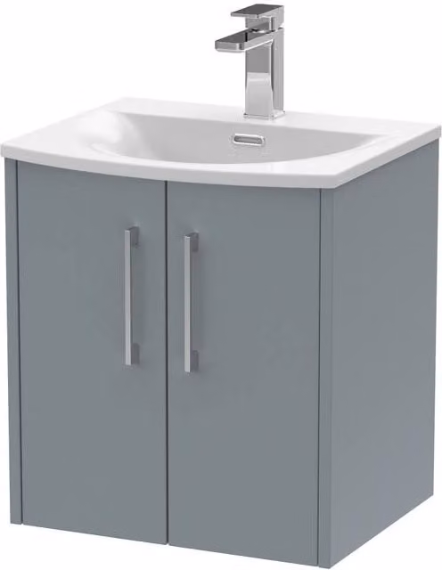 Balterley Winshill Contemporary 2 Door Wall Hung Vanity Basin Unit, Grey, Width: 50 cm