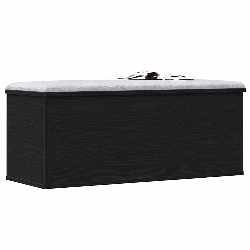 Berkfield Home Black Oak Storage Box in Black MDF, W/D/H: 90 x 35 x 35 cm – 3