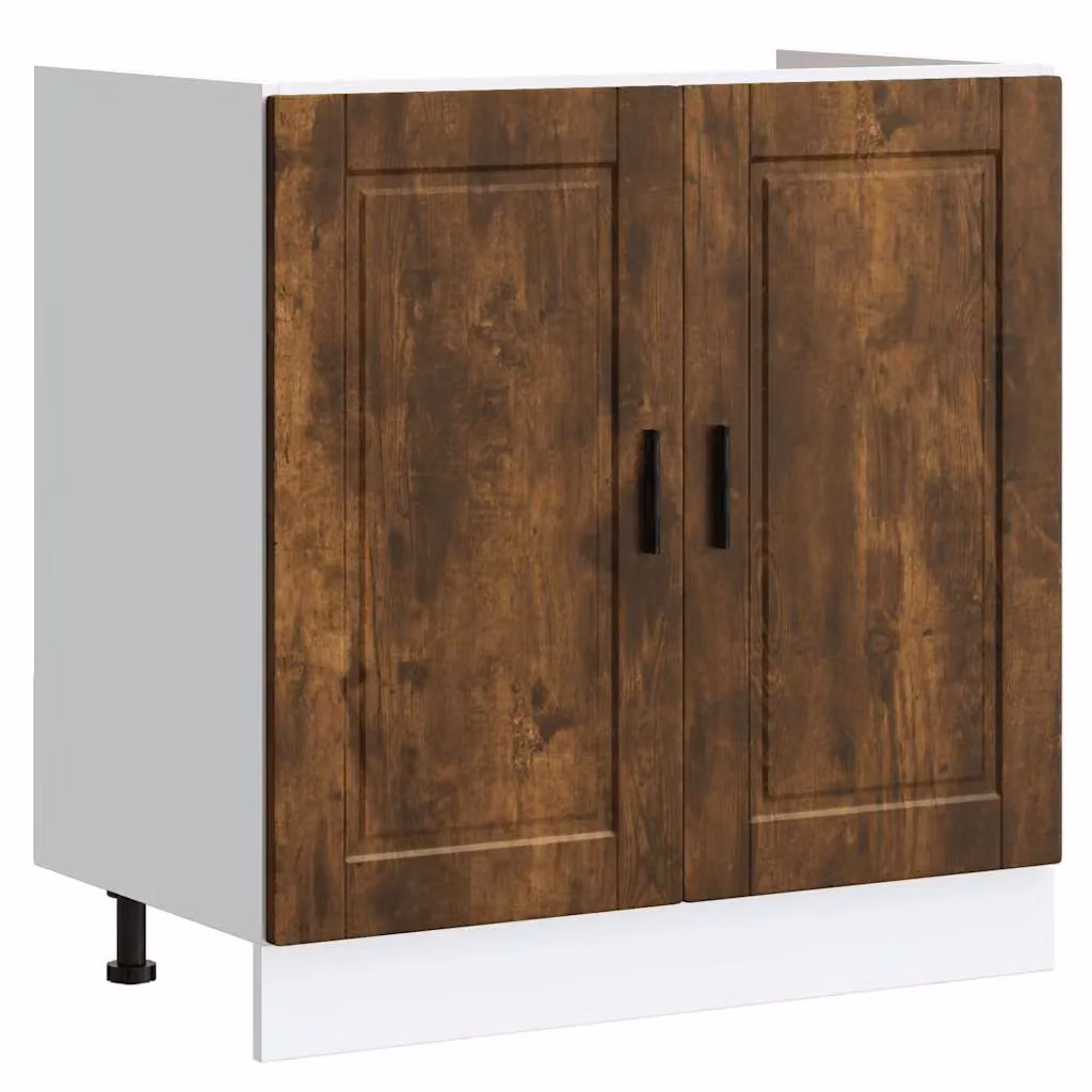 Berkfield Home Porto Smoked Oak Sink Base Cabinet, Brown, W/D/H: 80 x 46 x 81.5 cm – 2