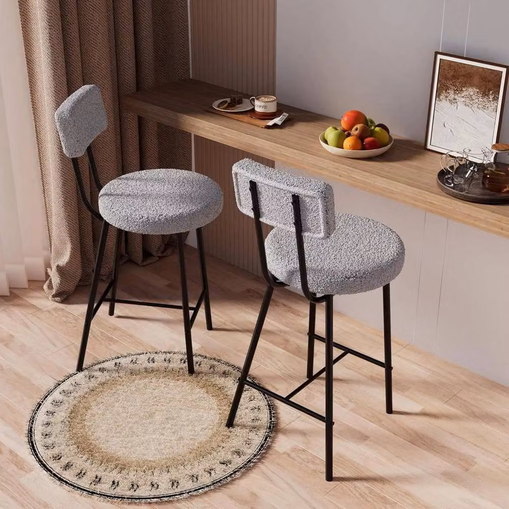 KORVIXA Set of 4 Grey Counter Height Bar Stools with Back – 3