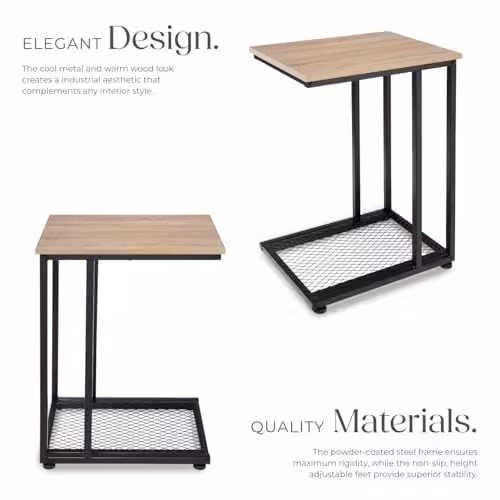 tectake Eton Bedside Table in Industrial Style, Oak, W/D/H: 48 x 35 x 66 cm – 3