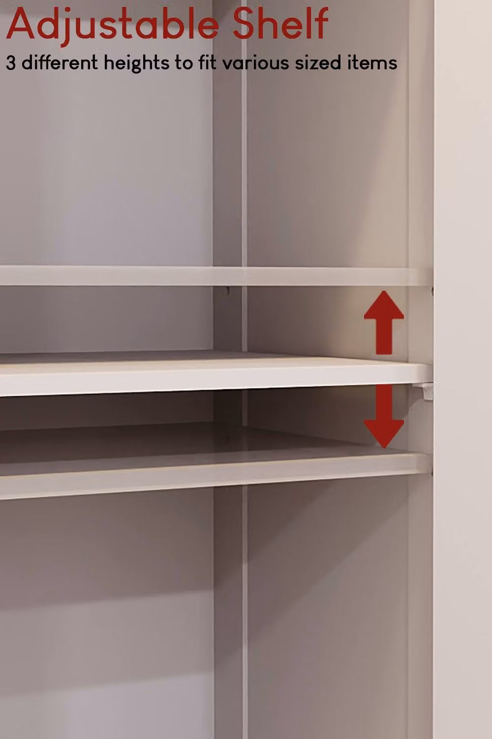 HD Designs Priano Tall Storage Cabinet in White with 3 Open Shelves and 2-Tier Hinged Door Storage – 4