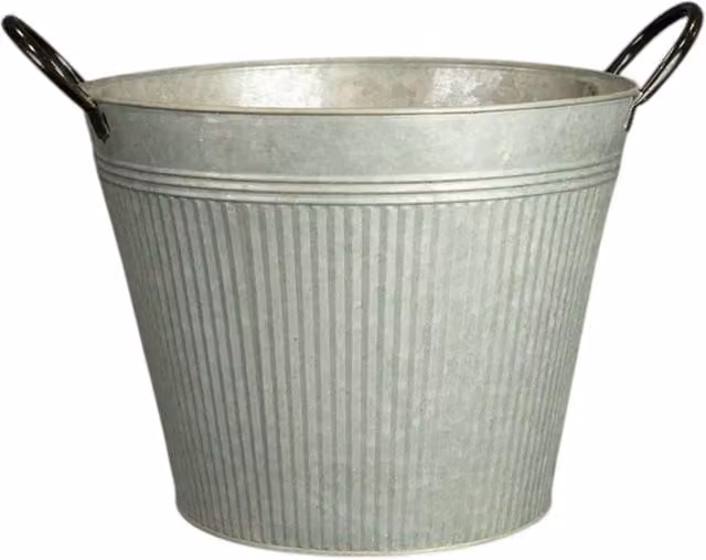 Four Candle Round Ribbed Aged Zinc Planter in Grey, Diameter: 28 cm