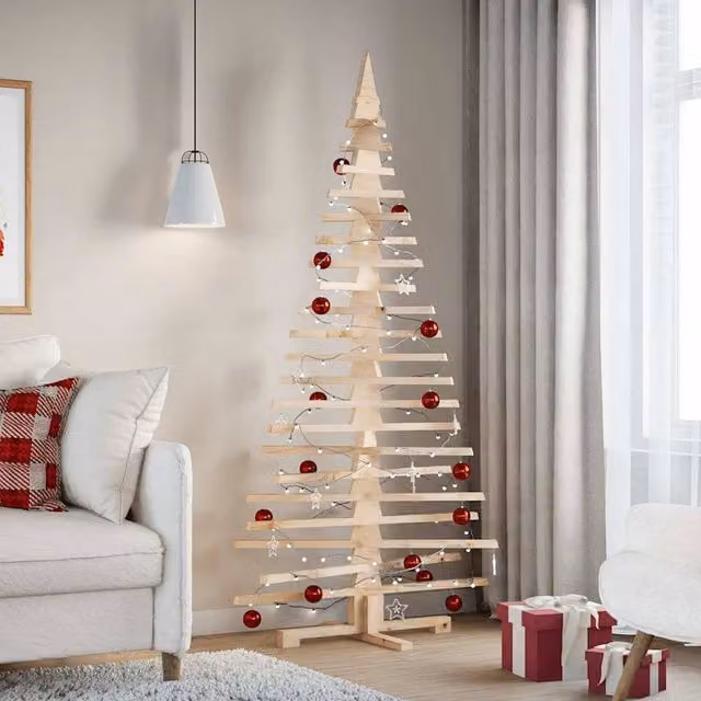 Berkfield Home Rustic Brown Solid Wood Pine Christmas Tree, Height: 180 cm