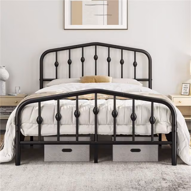 Yaheetech Antique Black Metal Bed Frame, W/D/H: 140 x 200 cm