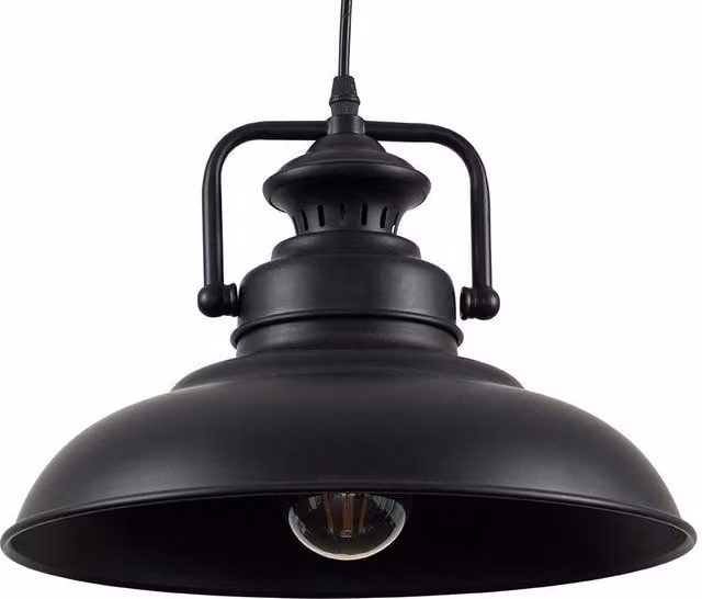 ValueLights Duomo Black Metal Industrial Style Dome Pendant Ceiling Light
