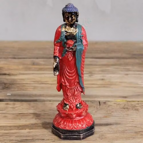 KDMD Antique Standing Buddha Tabletop Ornament in Red – 2