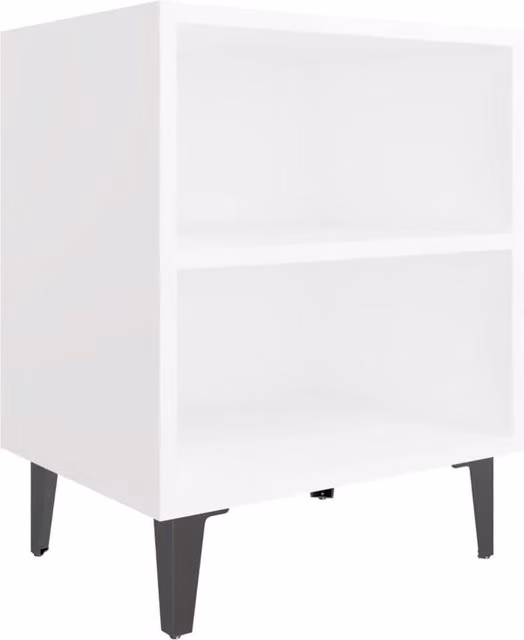 Berkfield Home Bed Cabinet with Metal Legs, White, W: 40 cm, D: 30 cm, H: 50 cm