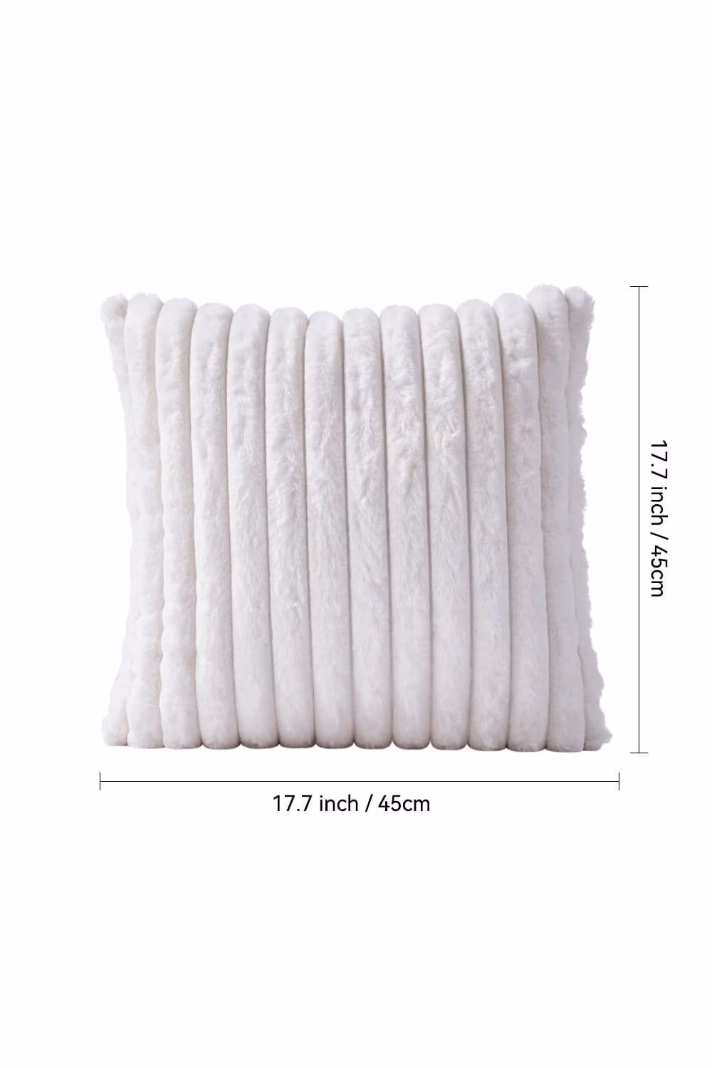 Living and Home White Striped Plush Square Throw Pillow, W/D/H: 45 x 45 x 45 cm – 2