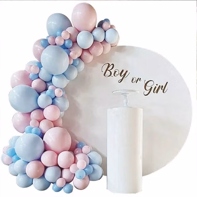 Livingandhome 120-Piece Round Plastic Balloon Set in Pink and Blue for Party, Birthday and Wedding Decorations