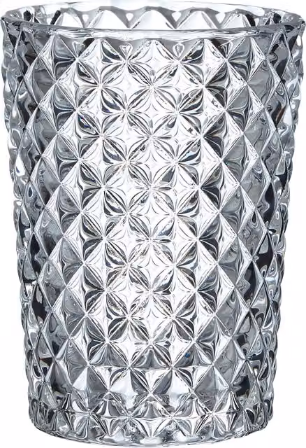 Orsina Luxe Diamond Glass Bathroom Tumbler in Transparent, H 7 cm x W 9 cm x D 7 cm