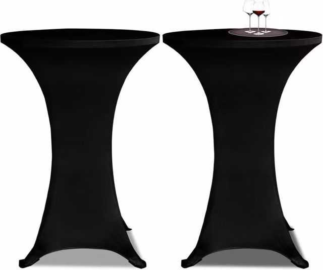 Berkfield Home Black Stretch Round Standing Tablecloth, 4 Piece Set, Diameter: 60 cm