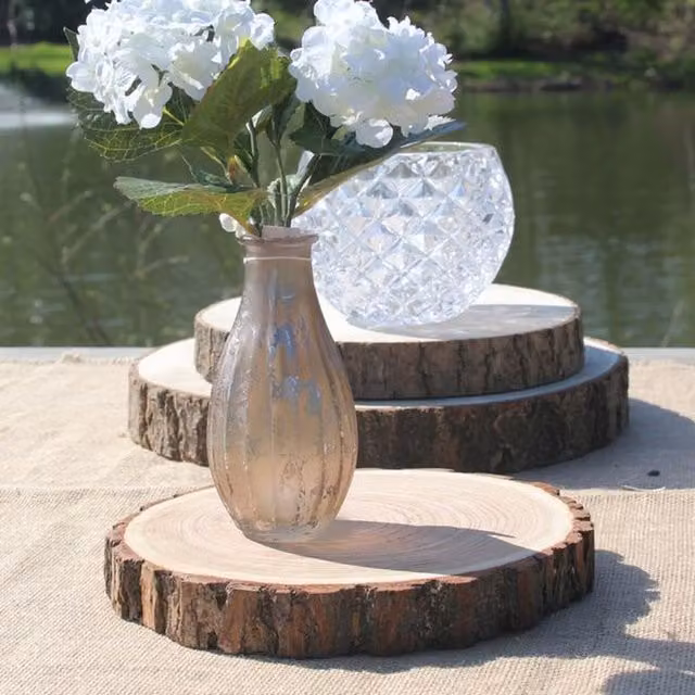 Kingsbury Gifts Round Brown Wood Log Slice, Diameter: 22 cm