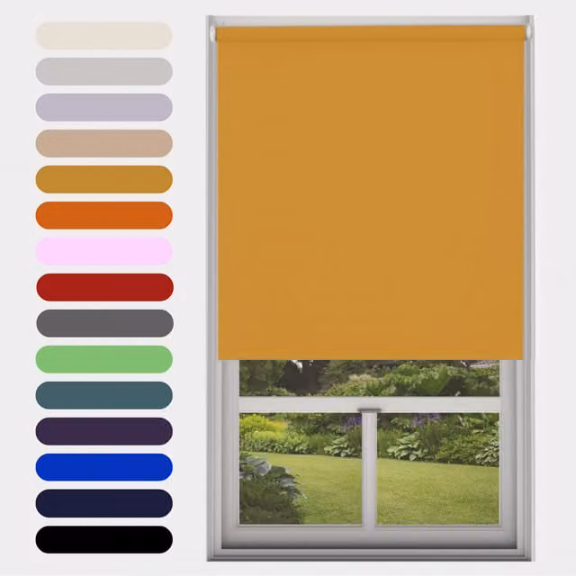 Caecus Made to Measure Blackout Roller Blind, Yellow, W: 120 cm, H: 160 cm
