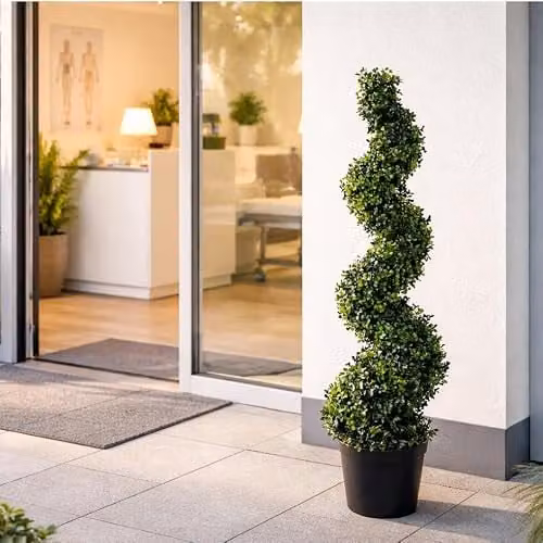 Leaf UK Green Artificial Boxwood Spiral Topiary Tree, H 120 cm x W 40 cm x D 40 cm – 3