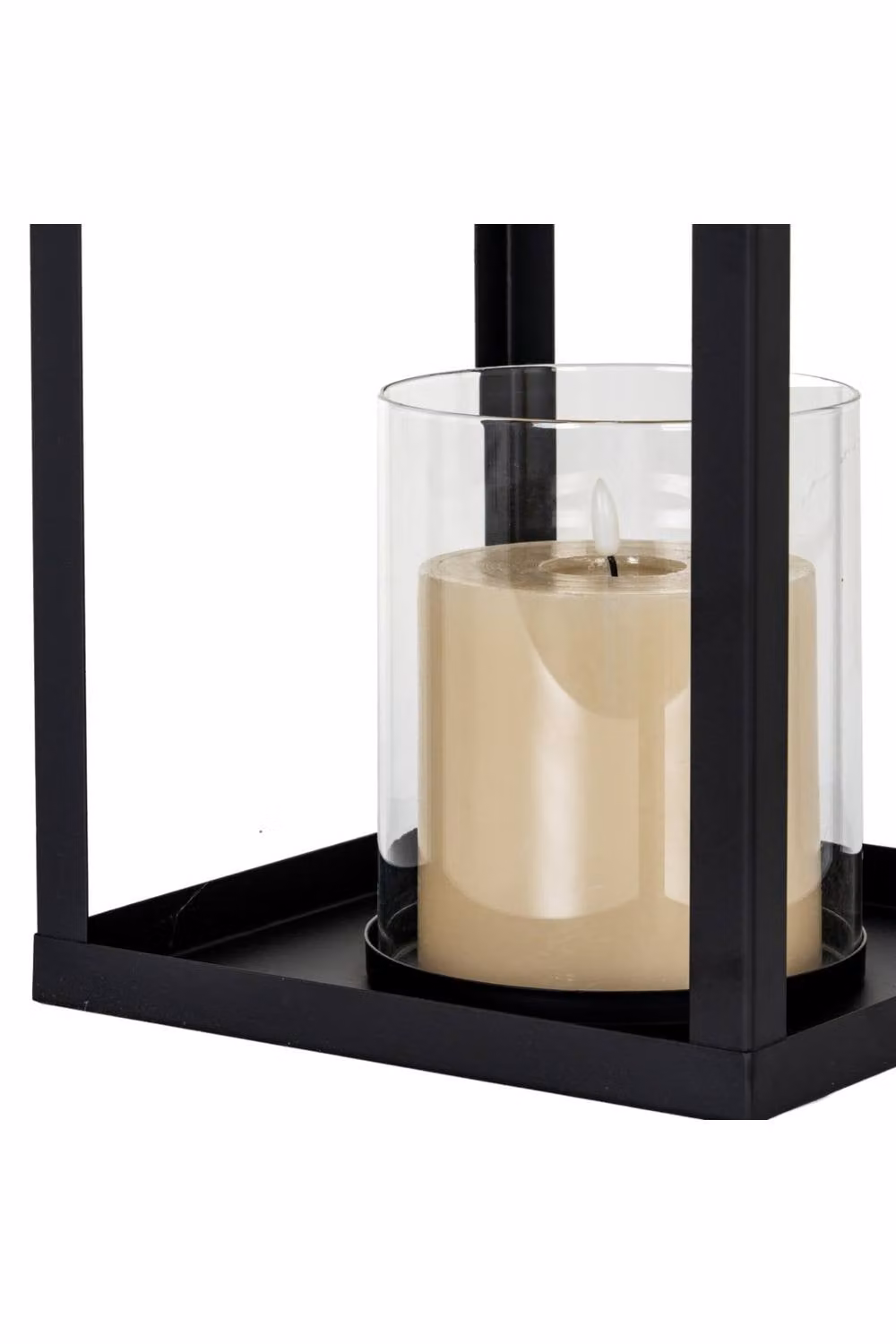 KDMD Astra Large Modern Metal and Glass Lantern with Candle Holder in Black – 3