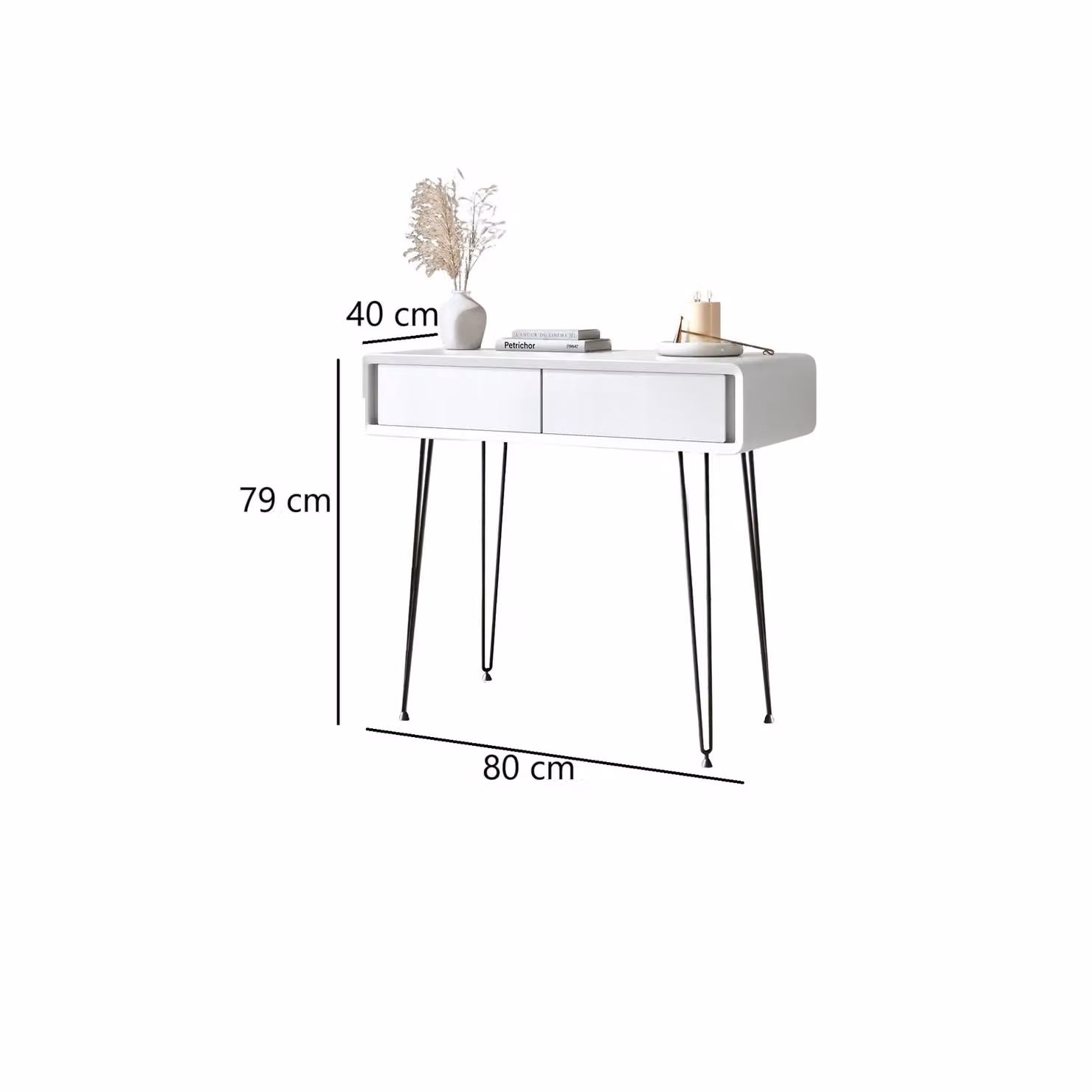 CARME HOME Piper White 2 Drawer Modern Wood Dressing Table – 4