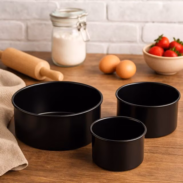 Orsina Set of Three Round Non-Stick Cake Tins, Black