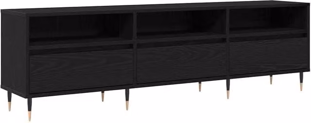 Berkfield Home Modern Black Oak TV Cabinet W/D/H: 150 x 30 x 44.5 cm – 1