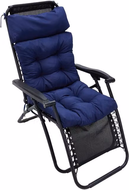 Livingandhome Adirondack Outdoor Chair Cushion in Grey and Blue Polyester with Non-Slip Ties