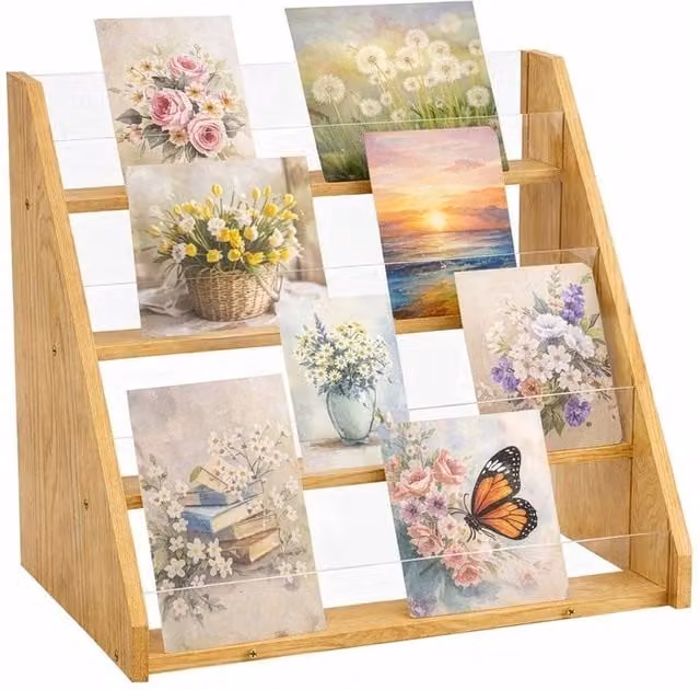 SPETLEK 4-Tier Card Display Stand in Brown