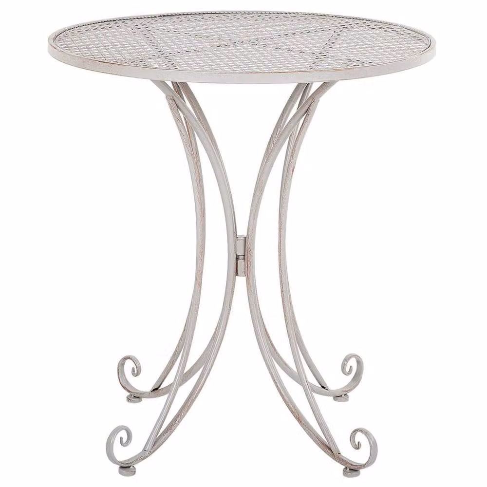 Wyld and Coco Foldable Bistro Table in Grey Lacquered Metal with Shabby Chic Design – 2
