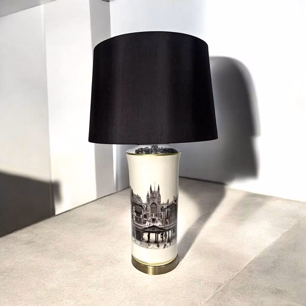 Minster Ceramic Table Lamp and Shade in Black, W: 43 cm, D: 35 cm, H: 74 cm – 2