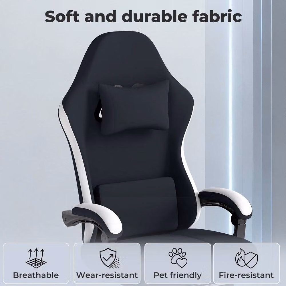 Kelvenix Black Fabric Gaming and Office Chair with Headrest and Armrests – 5