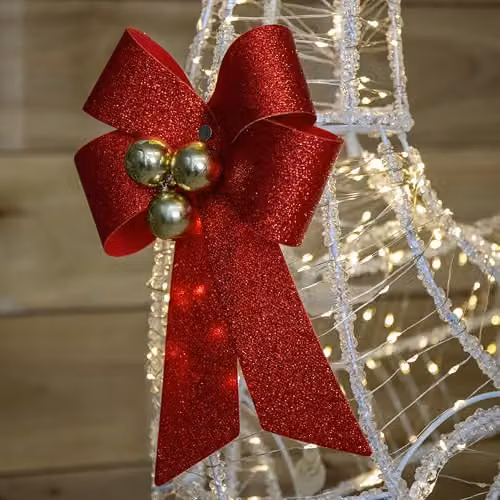Samuel Alexander Light up Acrylic Christmas Deer Decoration with Red Bow and 880 Warm White LEDs, Height: 124 cm – 3