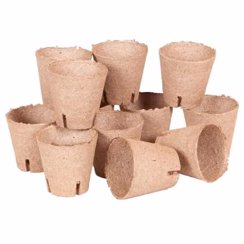 YouGarden Jiffy Bio Pot Refills, 12 Brown Plastic Planter Pots, Diameter: 8 cm