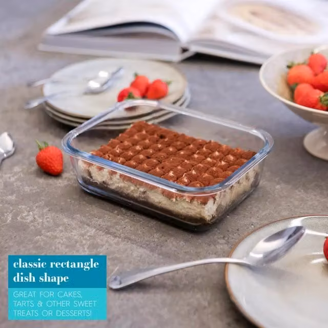 Argon Tableware Rectangular Glass Cake Dish, Transparent/White, W: 17 cm, D: 12.5 cm